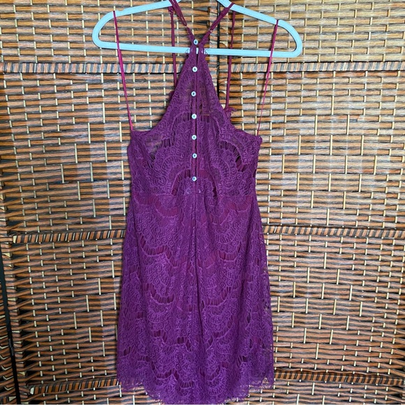 Free People “She’s Got it” In Raspberry Lace Slip Dress - Picture 8 of 10